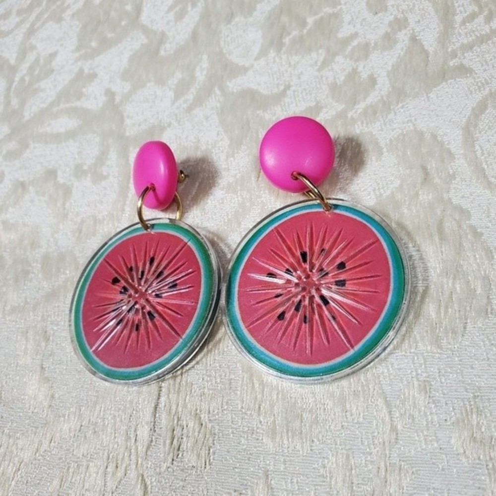 VINTAGE Watermelon Earrings - Picture 2 of 4